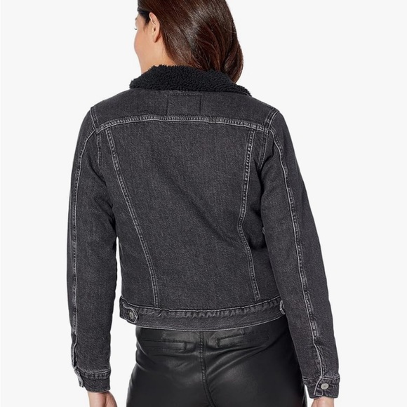 Women's Sherpa Lined Black Denim Jacket | Lucky Brand 🍀 - Picture 2 of 5